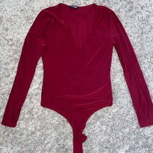 Fashion Nova V Neck Long Sleeve Bodysuit